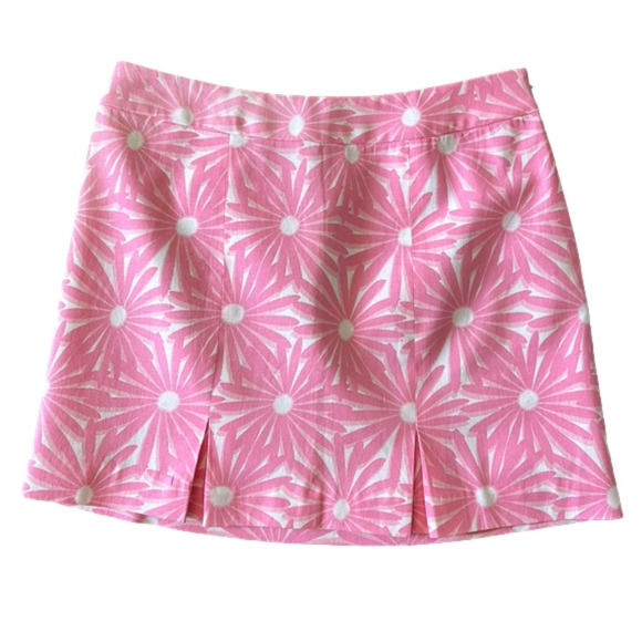VINEYARD vines Linen Blend Pink and White Daisy Print Skirt - Picture 1 of 16